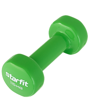 Гантель виниловая STARFIT DB-101 1,5 кг, зеленый. Гантель виниловая STARFIT DB-101 1,5 кг, зеленый.