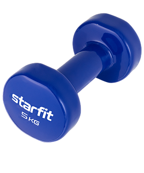 Гантель виниловая STARFIT DB-101 5 кг, темно-синий. Гантель виниловая STARFIT DB-101 5 кг, темно-синий.